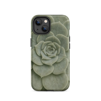 Geometric Succulent Phone Case Iphone 14 / Matte Sleek Matte-finish Phone Case Detailed Pale Green Succulent Baja California’s Stone,