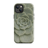 Geometric Succulent Phone Case Iphone 14 Plus / Gloss Sleek Matte-finish Phone Case Detailed Muted Green Succulent Baja California’s Stone,