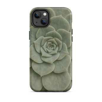 Geometric Succulent Phone Case Iphone 14 Plus / Matte Sleek Matte-finish Phone Case Detailed Muted Green Succulent Baja California’s Stone,
