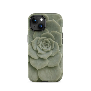 Geometric Succulent Phone Case Iphone 15 / Matte Sleek Matte-finish Phone Case Detailed Pale Green Succulent Baja California’s Stone,