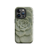 Geometric Succulent Phone Case Iphone 15 Pro / Gloss Sleek Matte-finish Phone Case Detailed Muted Green Succulent Baja California’s Stone,