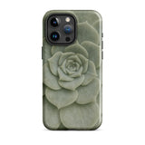 Geometric Succulent Phone Case Iphone 15 Pro Max / Gloss Sleek Matte-finish Phone Case Detailed Muted Green Succulent Baja California’s