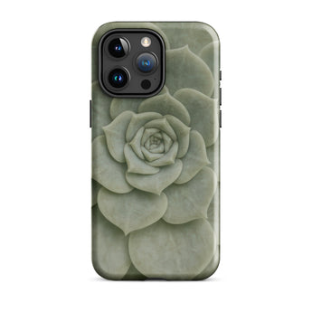 Geometric Succulent Phone Case Iphone 15 Pro Max / Gloss Sleek Matte-finish Phone Case Detailed Muted Green Succulent Baja California’s