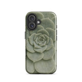 Geometric Succulent Phone Case Iphone 16 / Gloss Sleek Matte-finish Phone Case Detailed Pale Green Succulent Baja California’s Stone,