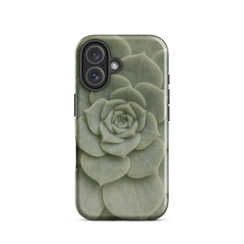 Geometric Succulent Phone Case Iphone 16 / Gloss Sleek Matte-finish Phone Case Detailed Pale Green Succulent Baja California’s Stone,