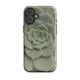 Geometric Succulent Phone Case Iphone 16 Plus / Gloss Sleek Matte-finish Phone Case Detailed Pale Green Succulent Baja California’s Stone,