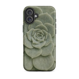 Geometric Succulent Phone Case Iphone 16 Plus / Matte Sleek Matte-finish Phone Case Detailed Muted Green Succulent Baja California’s Stone,
