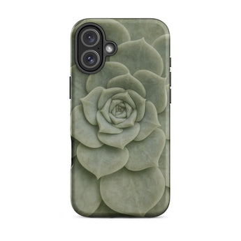 Geometric Succulent Phone Case Iphone 16 Plus / Matte Sleek Matte-finish Phone Case Detailed Muted Green Succulent Baja California’s Stone,