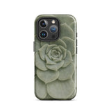Geometric Succulent Phone Case Iphone 16 Pro / Gloss Sleek Matte-finish Phone Case Detailed Muted Green Succulent Baja California’s Stone,