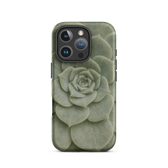 Geometric Succulent Phone Case Iphone 16 Pro / Matte Sleek Matte-finish Phone Case Detailed Muted Green Succulent Baja California’s Stone,