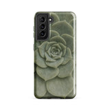 Geometric Succulent Phone Case Samsung Galaxy S21 Fe / Gloss Sleek Matte-finish Phone Case Detailed Muted Green Succulent Baja California’s