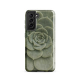 Geometric Succulent Phone Case Samsung Galaxy S21 / Gloss Sleek Matte-finish Phone Case Detailed Muted Green Succulent Baja California’s