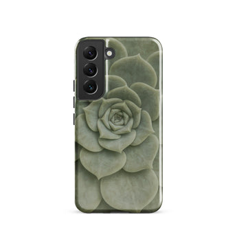 Geometric Succulent Phone Case Samsung Galaxy S22 / Gloss Sleek Phone Case Detailed Muted Green Succulent Design Baja California’s Stone,
