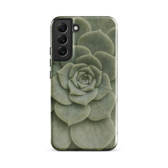Geometric Succulent Phone Case Samsung Galaxy S22 Plus / Gloss Sleek Matte-finish Phone Case Detailed Muted Green Succulent Baja