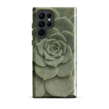 Geometric Succulent Phone Case Samsung Galaxy S22 Ultra / Gloss Sleek Matte-finish Phone Case Detailed Muted Green Succulent Baja