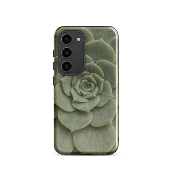 Geometric Succulent Phone Case Samsung Galaxy S23 / Gloss Sleek Phone Case Detailed Muted Green Succulent Design Baja California’s Stone,