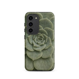 Geometric Succulent Phone Case Samsung Galaxy S23 / Matte Sleek Phone Case Detailed Muted Green Succulent Design Baja California’s Stone,