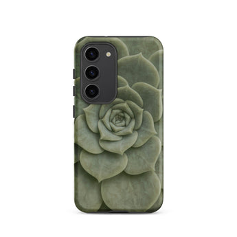 Geometric Succulent Phone Case Samsung Galaxy S23 / Matte Sleek Phone Case Detailed Muted Green Succulent Design Baja California’s Stone,