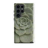 Geometric Succulent Phone Case Samsung Galaxy S23 Ultra / Gloss Sleek Phone Case Detailed Muted Green Succulent Design Baja California’s