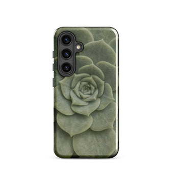 Geometric Succulent Phone Case Samsung Galaxy S24 / Gloss Sleek Phone Case Detailed Muted Green Succulent Design Baja California’s Stone,