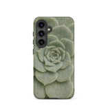 Geometric Succulent Phone Case Samsung Galaxy S24 / Matte Sleek Phone Case Detailed Pale Green Succulent Design Baja California’s Stone,