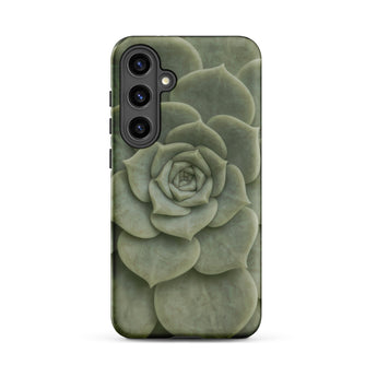 Geometric Succulent Phone Case Samsung Galaxy S24 Plus / Matte Sleek Phone Case Detailed Muted Green Succulent Design Baja California’s