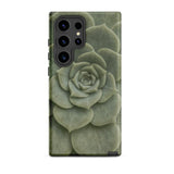 Geometric Succulent Phone Case Samsung Galaxy S24 Ultra / Matte Sleek Phone Case Detailed Muted Green Succulent Design Baja California’s