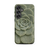 Geometric Succulent Phone Case Samsung Galaxy S25 Plus / Matte Sleek Phone Case Detailed Muted Green Succulent Design Baja California’s