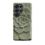 Geometric Succulent Phone Case Samsung Galaxy S25 Ultra / Gloss Sleek Matte-finish Phone Case Detailed Pale Green Succulent Baja
