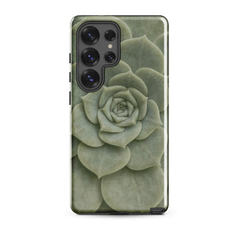 Geometric Succulent Phone Case Samsung Galaxy S25 Ultra / Gloss Sleek Matte-finish Phone Case Detailed Pale Green Succulent Baja