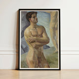 Framed Painting Nude Male Figure Arms Crossed Rendered Bathing Men, Man, Georg Pauli’s Badande, Män, Holds, Companion’s Legs Edge, Art,