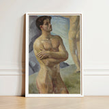 Framed Painting Nude Male Figure Arms Crossed Rendered Bathing Men, Man, Georg Pauli’s Badande, Män, Holds, Companion’s Legs Edge, Art,