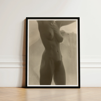 Black-framed Art Print Sepia-toned Photograph Nude Female Figure Alfred Stieglitz, Georgia O’keeffe, Pressed, Small Breasts Caught, Oblique