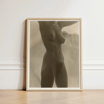 Minimalist Beige-framed Art Print Sepia-toned Photograph Nude Female Alfred Stieglitz, Georgia O’keeffe, Pressed, Small Breasts Caught,