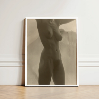 Sepia-toned Framed Photograph Nude Female Figure Profile Enclosed Alfred Stieglitz, Georgia O’keeffe, Pressed, Small Breasts Caught,