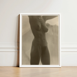 Minimalist White-framed Art Print Sepia-toned Abstract Depiction Nude Alfred Stieglitz, Georgia O’keeffe, Pressed, Small Breasts Caught,