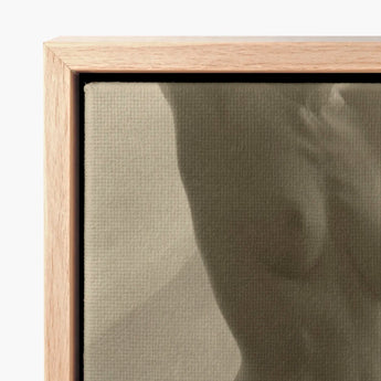 Minimalist Wooden-framed Canvas Print Muted Monochromatic Portrait Soft Alfred Stieglitz, Georgia O’keeffe, Pressed, Small Breasts Caught,