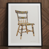 German folk art chair print by Edward L. Loper, framed