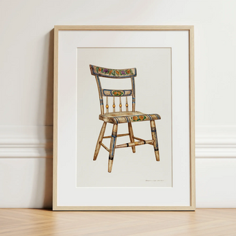 German Chair - Edward L. Loper 1930s Folk Art Print / Canvas, 12x16’’ / 31x41cm / Natural Frame / Matboard, Posters Prints & Visual