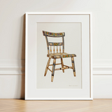 German Chair - Edward L. Loper 1930s Folk Art Print / Canvas, 12x16’’ / 31x41cm / White Frame / Matboard, Posters Prints & Visual Artwork,