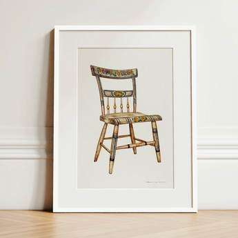 German Chair - Edward L. Loper 1930s Folk Art Print / Canvas, 12x16’’ / 31x41cm / White Frame / Matboard, Posters Prints & Visual Artwork,