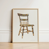 German Chair - Edward L. Loper 1930s Folk Art Print / Canvas Vintage-style Wooden Intricate Floral Patterns Painted Vibrant Captivating,