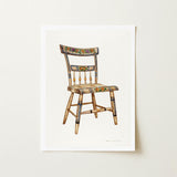 German Chair - Edward L. Loper 1930s Folk Art Print / Canvas Vintage-style Wooden Intricate Floral Fruit Motifs Painted Captivating,