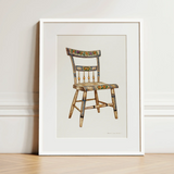 German Chair - Edward L. Loper 1930s Folk Art Print / Canvas, Captivating German Chair, German Chair Art, Loper Artisan Decor