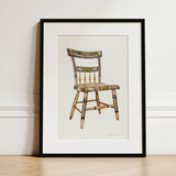 German Chair - Edward L. Loper 1930s Folk Art Print / Canvas, Captivating German Chair, German Chair Art, Loper Artisan Decor