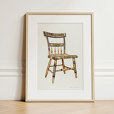 German Chair - Edward L. Loper 1930s Folk Art Print / Canvas, Captivating German Chair, German Chair Art, Loper Artisan Decor