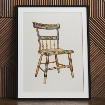 German Chair - Edward L. Loper 1930s Folk Art Print / Canvas, Captivating German Chair, German Chair Art, Loper Artisan Decor