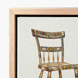 German Chair - Edward L. Loper 1930s Folk Art Print / Canvas Vintage-style Wooden Intricate Floral Leaf Patterns Painted Captivating,