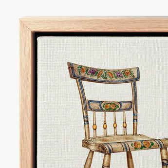 German Chair - Edward L. Loper 1930s Folk Art Print / Canvas Vintage-style Wooden Intricate Floral Leaf Patterns Painted Captivating,