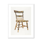 German Chair Edward L. Loper 1930s Folk Art Print, Decorative Wooden Chair Painted Floral Designs Spindles